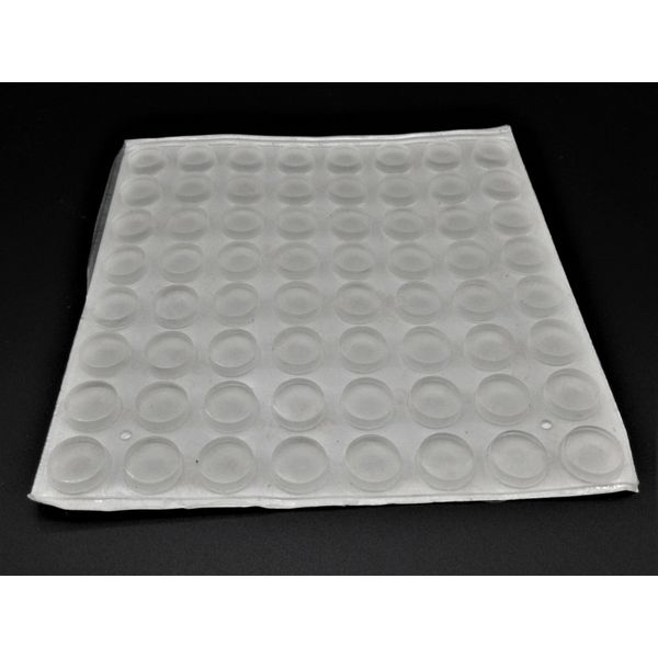 7/16” Round Rubber Feet Clear 3M Adhesive Backing 3/16" Height   64 per pack