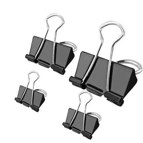 Binder Clips - 100 Pcs Foldback Clips 4 Sizes Paper Clips Stationary Clamp Clips 15mm 19mm 25mm 32mm