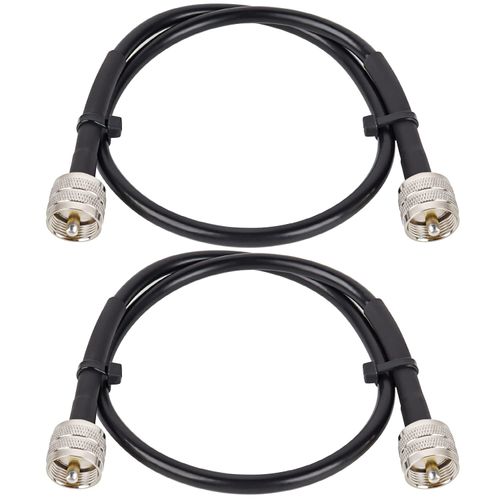 MOOKEERF RG8x Jumper Cable 2ft,2 Pack PL259 Jumper Cable,CB Coax Cable 50 Ohm,UHF PL259 Male to Male Low Loss CB Antenna Cable for CB Radio,HAM Radio,VHF Radio,SWR Meter,Antenna Analyzer