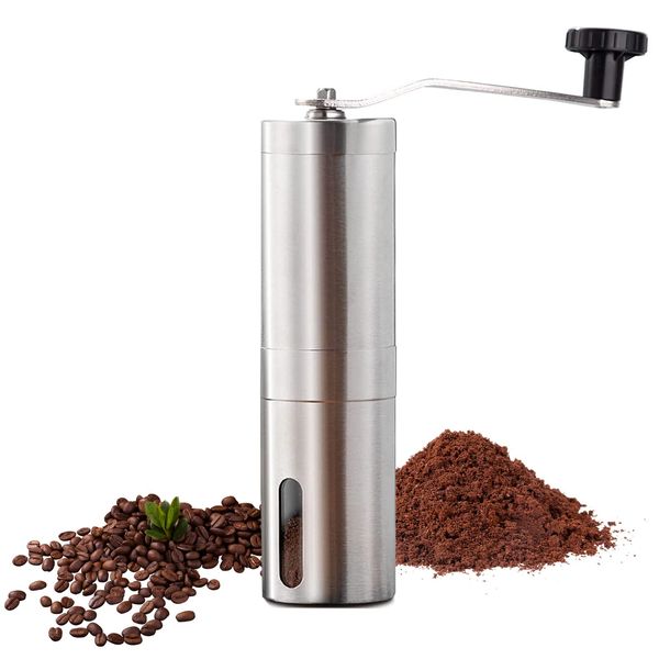 Sakurahana Direct Shipping 5th Generation Coffee Mill, Manual, Mini Stainless Steel, Coffee Mill, Rustproof, Ceramic Coffee Bean Mill, Hand Grind, Portable Hand Clan Coffee Mill, Coffee Grind, Outdoor