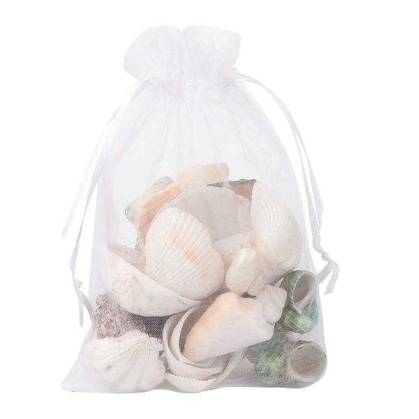 PH PandaHall 100pcs 5x7inch White Organza Drawstring Bags Gift Bags Candy Sheer Bags Wedding Favors Bag Jewelry Bags Pouches for Christmas Wedding Party Favor Gift Bags Candy Valentine's Day