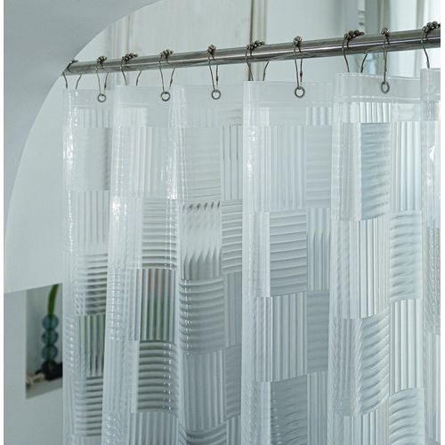 Tonnali 78 Inch Shower Curtain or Liner with Desigh, EVA Vinyl Plastic Waterproof Heavy Duty Extra Long Shower Curtain 72x78 for Bathroom with 3 Large Magnets, Geometric 3D Pattern