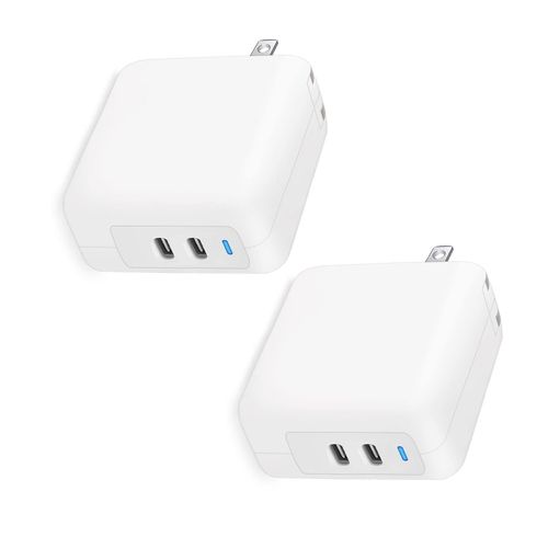 【2022 New】 35W Dual USB-C Port Power Adapter， 2-Pack PD 3.0 GaN 35W USB-C Fast Wall Charger for Macbook Air, iPhone 14 13 12 11 Pro Max Plus, iPad, AirPods