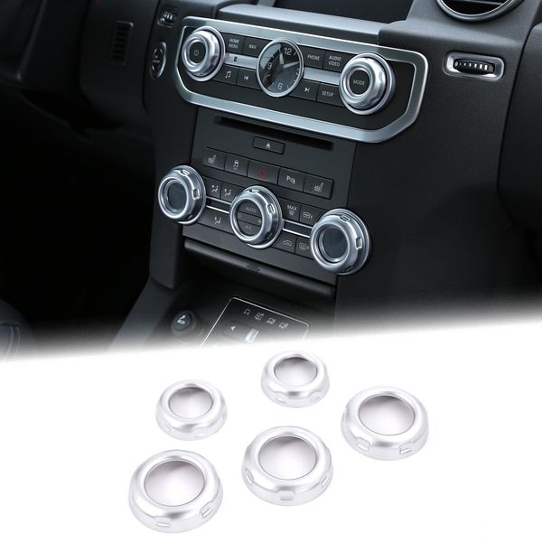 5pcs ABS Matt Silver Volume and Air Conditioning Knobs Trim For Discovery 4 LR4 Car Accessory