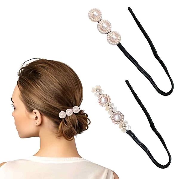 AIYVELU 2 Stück Magischer Haarknoten, Haarknoten Former, Damen Donut Hair Bun Maker, Haarnadel Haarknoten Maker Haarhalter Haar Styling Werkzeug, Magischer Haarknoten für Kinder Mädchen Frauen