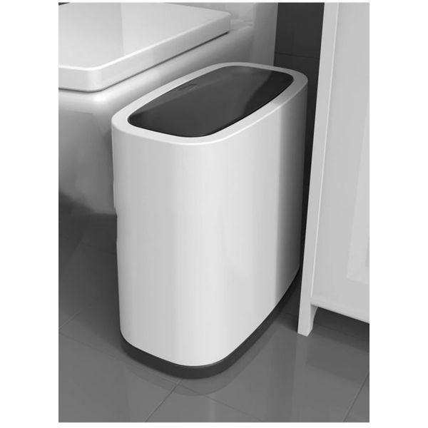 CMLLING 12 Liter Rectangular Plastic Trash Can Wastebasket, Slim Wastebasket for Bathroom. (Black)