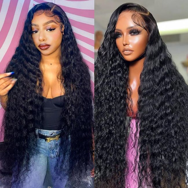 RDFIZZ 13x4 Deep Wave Lace Front Wigs Human Hair Glueless,180% Density HD Pre Plucked Deep Curly Lace Front Wigs Human Hair with Elastic,Natural Baby Human Hair Wigs for Black Women(26Inch)