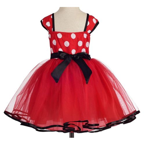 Dressy Daisy Toddler Girl Polka Dots Fancy Dress Up Costume Birthday Party Tulle Dresses with Headband Size 4T to 5T Red 203