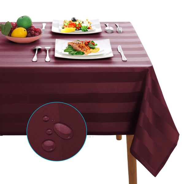 Table Cloth Tablecloths Square and Rectangular Premium Fabric Tablecloth, Waterproof & Wipeable Table Covers - Washable Long Table Cloths, Extra Large (Wine, 137 x 274 cm (Rectangular))