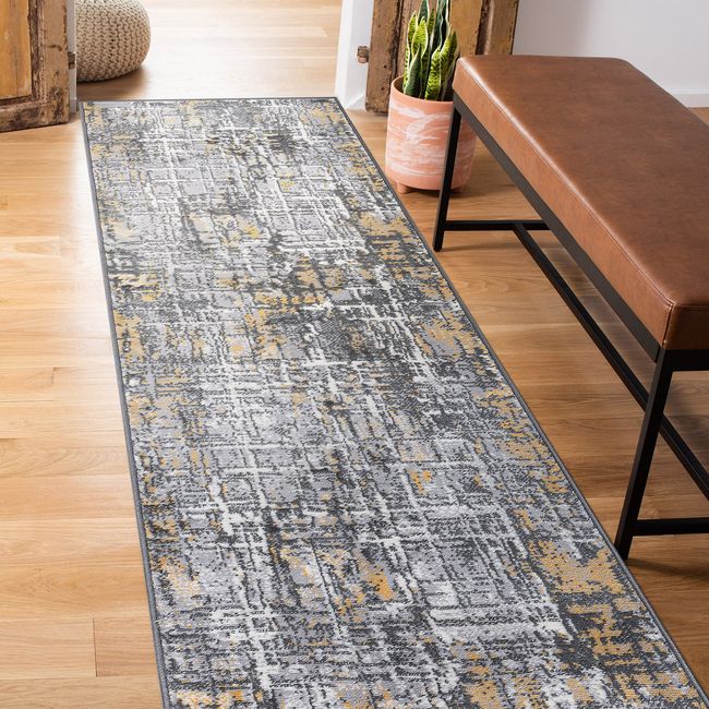 Rugshop Rugs Runners Distressed Abstract Stain Resistant Soft Hallway Carpet 2x7