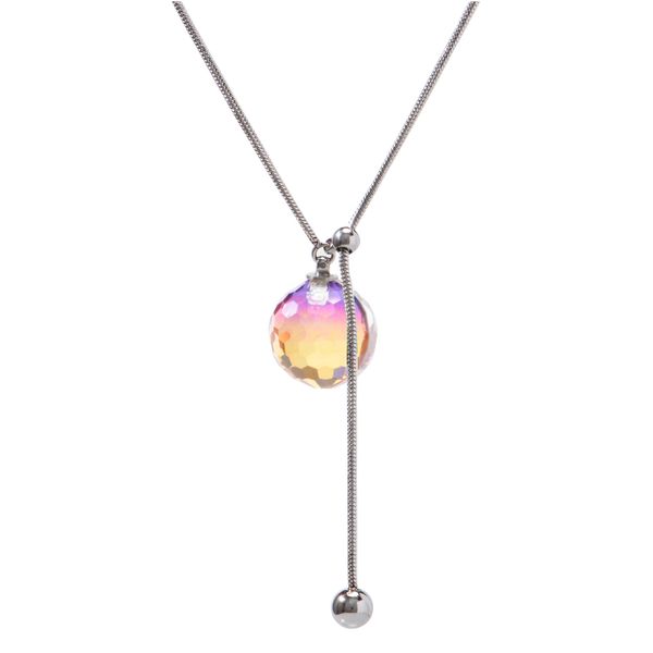 XISAINI Disco Ball Crystal Necklace for Women Colourful Pandent Fashion Jewelry Gift for Her(C)