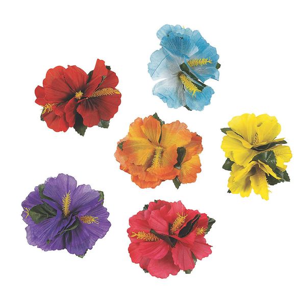 Hula Girl Hibiscus Flower Lei Hair Clips (12)