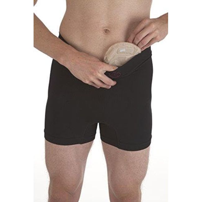 Comfizz Ostomy Level 1 Support Boxer: Standard Waist, Unisex, Light Support Ideal for Post Surgery (S/M, Black)