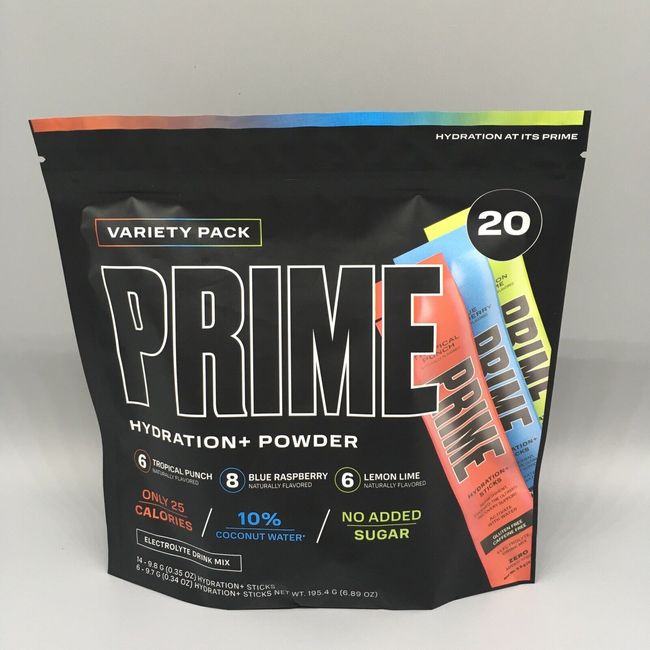 Prime Hydration+ Electrolyte Powder Mix Sticks, Variety (Pack of 20)