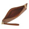 Fossil Ladies Leather or Polyester Wallet, Brown and gold