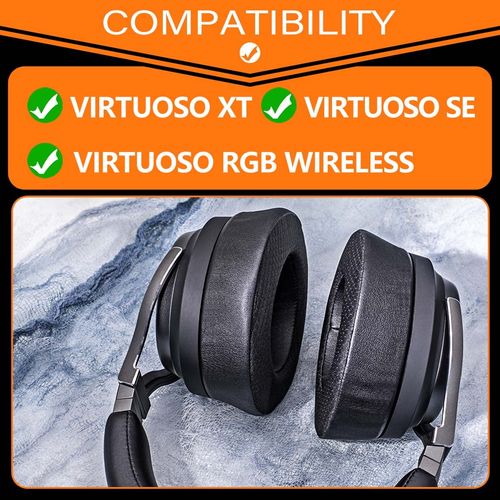 TRANSTEK Virtuoso XT Thicker Upgrade Cooling Gel Earpads - Compatible with Virtuoso RGB Wireless, SE, XT Headsets - Replacement Ear Cushion with Microphone Foam (Black)