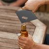 Eurow Dual Function Stainless Steel and PU Leather Coaster & Bottle Opener, 4-Pack, Black