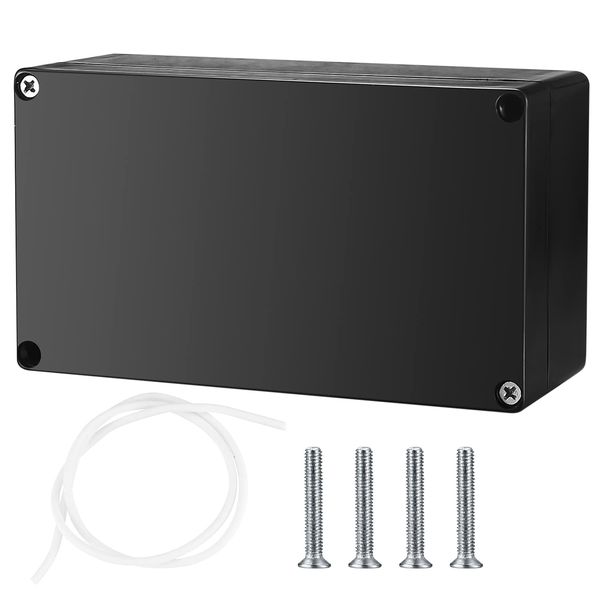 Electronic Connection Box, Waterproof IP65 Junction Box, Surface-Mounted Distribution Box, Mounting Case, Electronic Project Enclosure, Plastic Housing (black earless, 158x90x60mm)