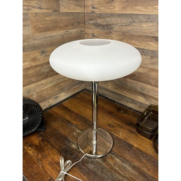 MODERN CHROME MUSHROOM LAMP WITH WHITE GLASS SAUCER DIFFUSER 24" DIMABLE