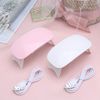 MUEEAD 2 Portable Nail Art Lamps with 2 USB Cables, Mini Gel Nail Curing Lamp, Foldable Nail Dryer, Mouse Phototherapy Lamp for DIY Nail Salon (Pink, White)