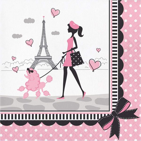 Creative Converting Count Party Lunch Napkins, 6.5 x 6.5-inch, Pink/Black