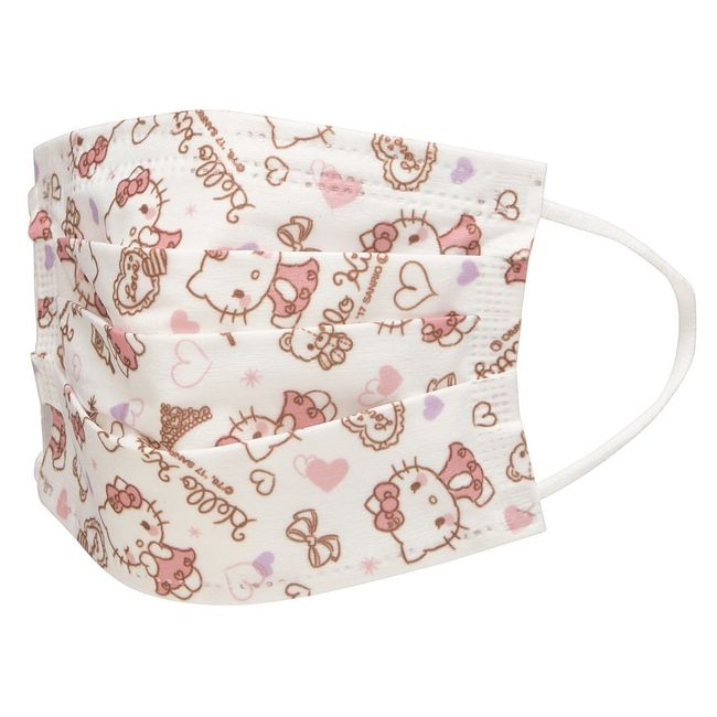 Skater MSKP3_386268 Non-Woven Children's Mask, Three-Layer Construction, Hello Kitty, Sanrio, Approx. 5.7 x 3.5 inches (145 x 90 mm), Women's, Pack of 10