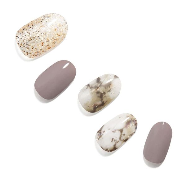 Dashing Diva GLOW WMA011KJ Gel Nail Stickers, Artificial Nails, Color Gel, For Hands, Gloss, Color: Ash Gray Marble