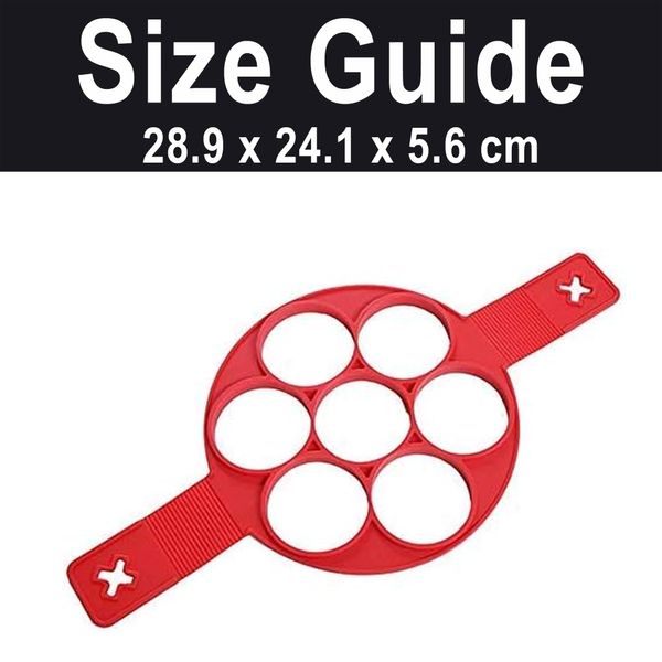 Plastific Pancake Molds Silicone Baking Mould Egg Maker Pancake Flipper Egg Ring Nonstick Silicone Round Egg Rings Mold Baking Stencil for Easy Egg/Pastry/Muffin Make (Red 7 Holes)