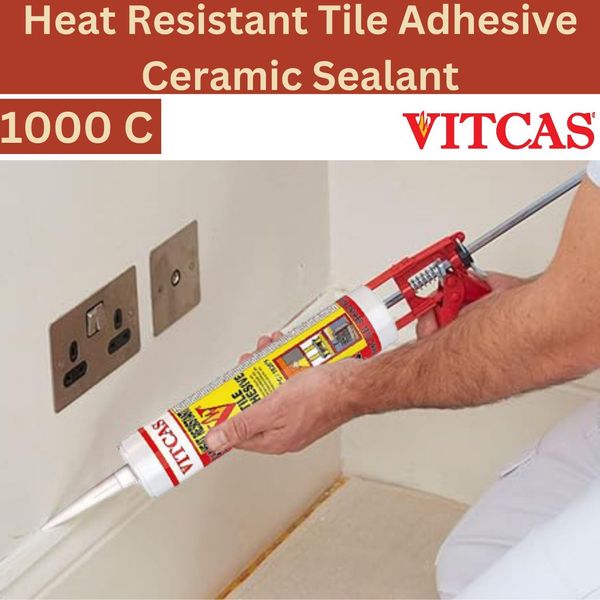 VITCAS HRTA - Heat Resistant Tile Adhesive – Ceramic Sealant – High Temperature - Air Setting - Thin Layer - Tile Preservation - Glue - Smooth Paste - For Fixing – Easy to Use - 1000 C