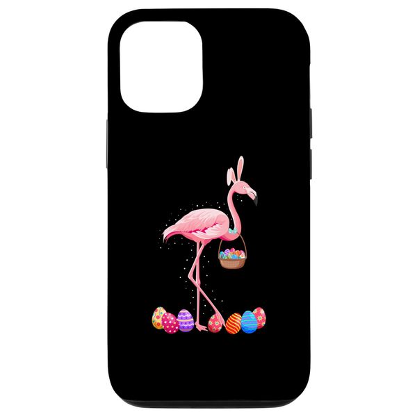 Funny Pretty Easter Flamingo with Easter Basket Eggs Easter Smartphone Case for iPhone 12/12 Pro
