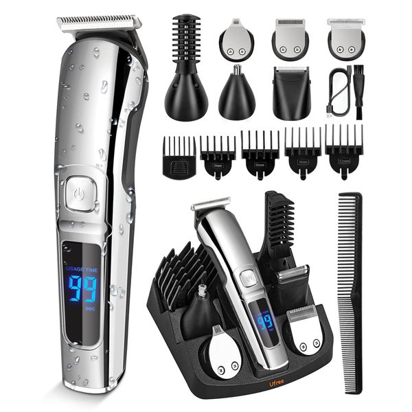 Ufree Beard Trimmer for Men, Electric Razor, Nose Hair Trimmer, Cordless Hair Clippers Shavers for Men, Mustache Body Face Beard Grooming Kit, Gifts for Men Husband Father, Waterproof