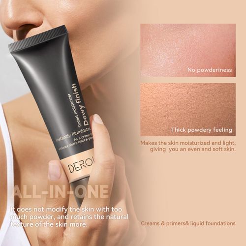 Matte Tinted Moisturizer Foundation Primer – Crema idratante colorata 2 in 1 – Dewy Finish Cream Foundation e primer viso leggero (05, 30 ml)
