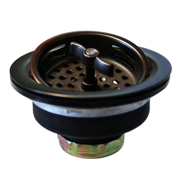 Westbrass D213-12 3-1/2" Wing Nut Twist Style Large Kitchen Sink Basket Strainer, Single, Oil Rubbed Bronze