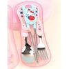 Lilfant Cute Fork, Spoon, and Chopsticks Flatware Set with Case, Stainless Steel (Pink), Medium