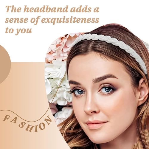 XUZOPIM Women's Braided Headband Pearl Headbands Costume Headband Hair Accessories for Oktoberfest Party Pack of 3