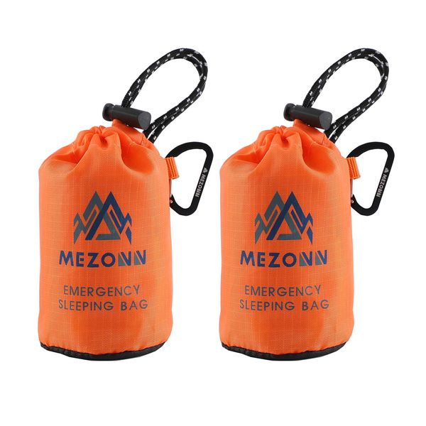 Mezonn Emergency Sleeping Bag Survival Bivy Sack Use as Emergency Blanket Lightweight Survival Gear for Outdoor Hiking Camping Keep Warm After Earthquakes, Hurricanes and Other disasters