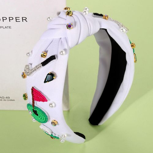 Golf Headbands for Women Golf Accessories Golf Ball Flag Bag Cart Club Headbands Jeweled Rhinestone Pearl Knotted Headband Sport Game Day Headband Golf Hair Accessories Outfits Gifts (Pattern D)