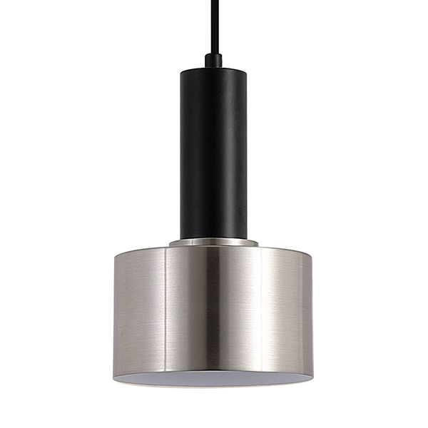 Modern Mini Pendant Light with 4W LED Bulb, One-Light Adjustable Metal Pendant Lighting Fixture for Kitchen Island Cafe Bar, Brushed Nickel and Black