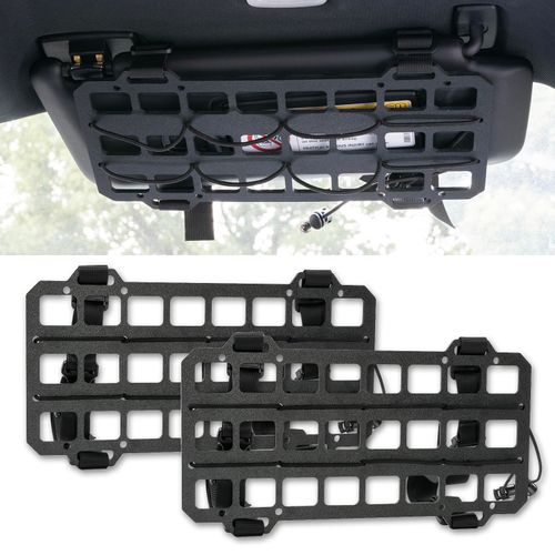 XUKEY 2 Pcs MOLLE Car Sun Visor Organizer,Vehicle Rigid MOLLE Panel Tactical Visor Organizer for Car Visor/Headrest/Seat Back,Molle Tactical Gear Holder for EDC Tool Holster Bag Rack Truck Equipment