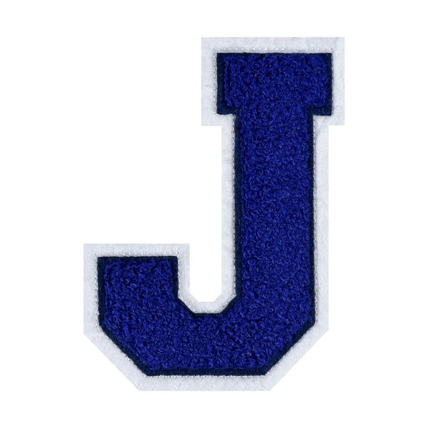 4-1/2" Iron on Letter Patches Blue Chenille Letter Patches Large Varsity Letter Patches Letterman Jacket Patches for Clothes(J)