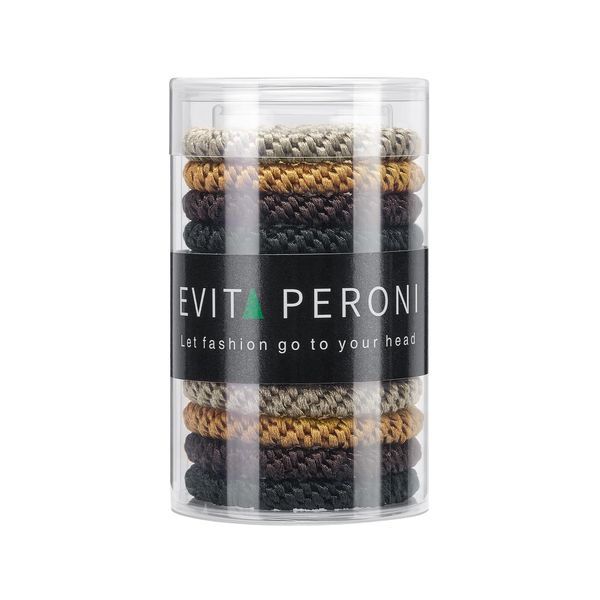 EVITA PERONI 12 Pcs Hair Ties for Thick and Curly Hair High Stretch Hair Bands Ponytail Holders Hair Elastics for Women (Black, Brown, Orange, Apricot)