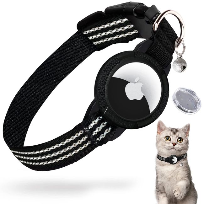 Wasserdicht AirTag Katzenhalsband (7-8Inch (17-20cm), Schwarz)