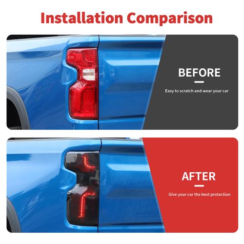 SQQP Taillight Tail Light Lamp Cover Fit for Chevrolet Silverado 2022-2025(Smoked Black)