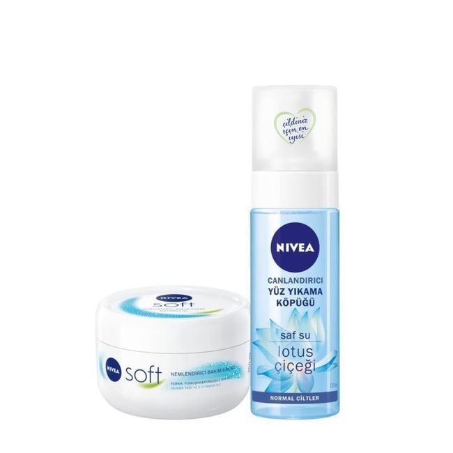 Nivea Soft 300 ml+ Nivea Canlandırıcı Yüz Temizleme Köpüğü