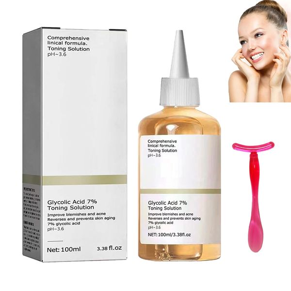 Feuchtigkeitsspendender Gesichtstoner,Glycolic Acid 7% Toning Resurfacing Solution,Glycolic Acid 7% Toning Solution,Glykolsäure-Serums-Essenz für das Gesicht Nährende Sanfte 100ML