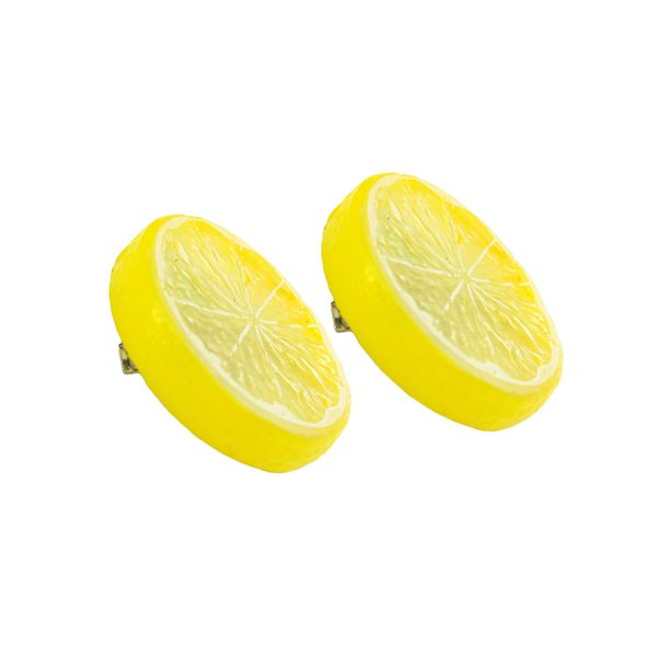 Hair Clips 2PCS Big Simulation Yellow Lemon Slices Hair Barrettes Duckbill Hair Clip Small Metal Hairpins Hair Accessories