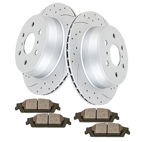 Acinoparts Rear Brake Kit Drilled and Slotted Brake Rotors Ceramic Brake Pads Fit for Cadillac Escalade ESV EXT Chevrolet Avalanche Silverado 1500 Suburban Tahoe GMC Sierra 1500 Yukon