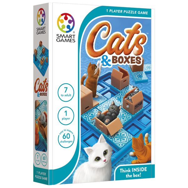 SmartGames - Cats & Boxes, Puzzle Game with 60 Challenges, 7+ Years