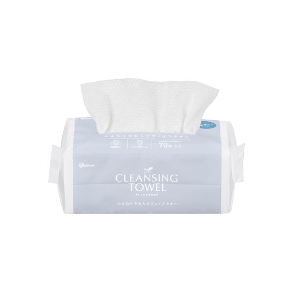 Iris Ohyama Cleansing Towels, Thick, 70 Sheets (Box Type), Sensitive Skin, Disposable Towels, Face Towels, Face Wipes, Wet & Dry Use, Facial Cleansing, Facial