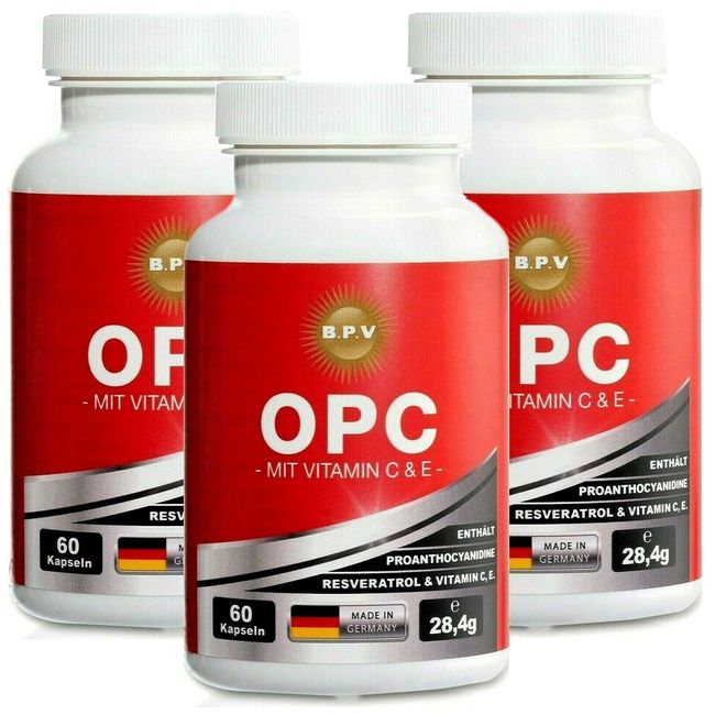 OPC- Traubenkern Extrakt - 60 Kapseln - mit Resveratrol & Vitamin C, E - Marken Premium Produkt - Made in Germany